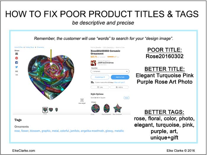 EXAMPLE OF HOW TO IMPROVE POOR TITLES AND TAGS ON ZAZZLE PRODUCTS