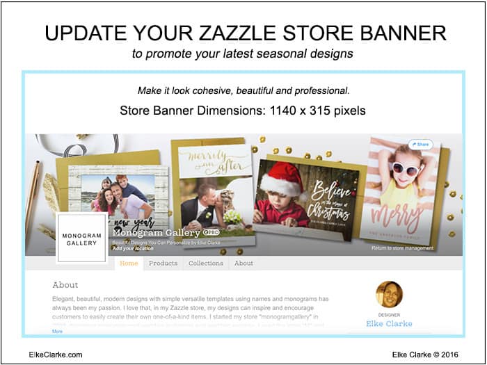 Get ready for the holidays by updating your Zazzle store banner