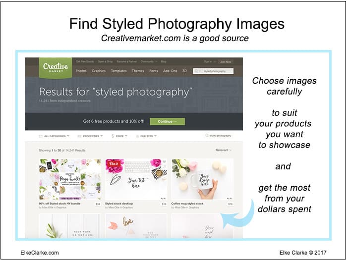 Using Styled Photography Purchased from Creative Market