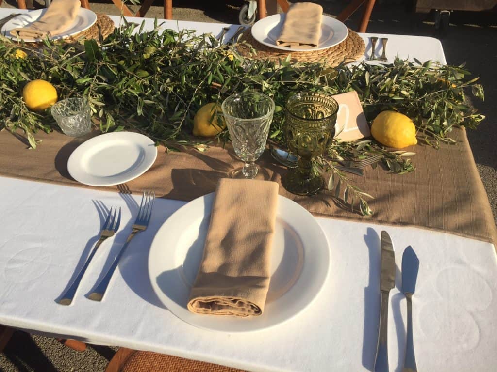 Leaves and Lemons as Table Decorations