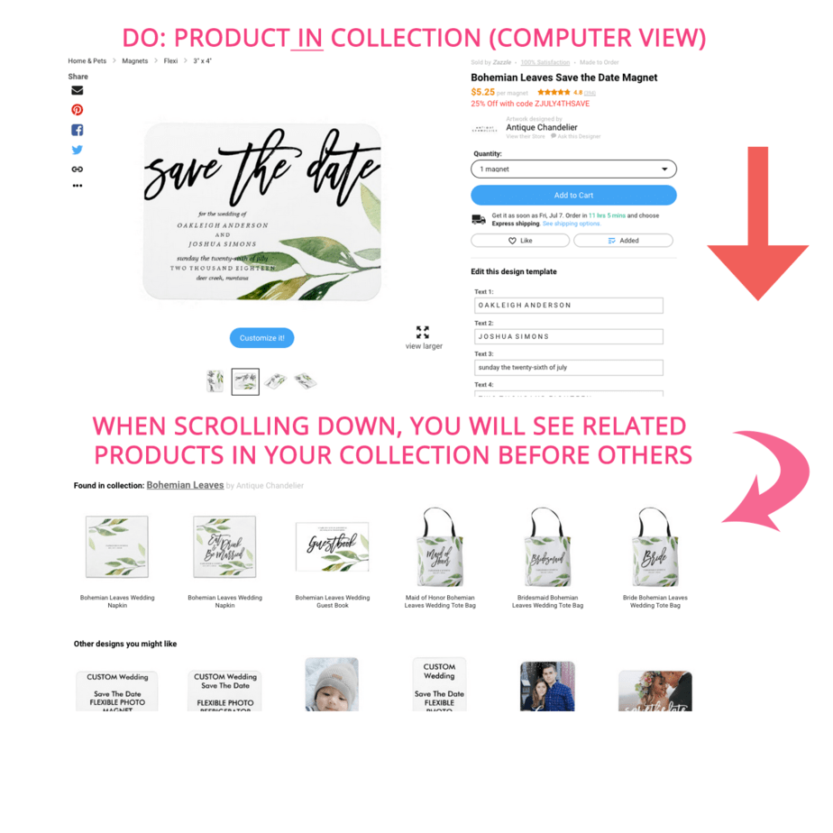 Product in Zazzle Collection Computer View