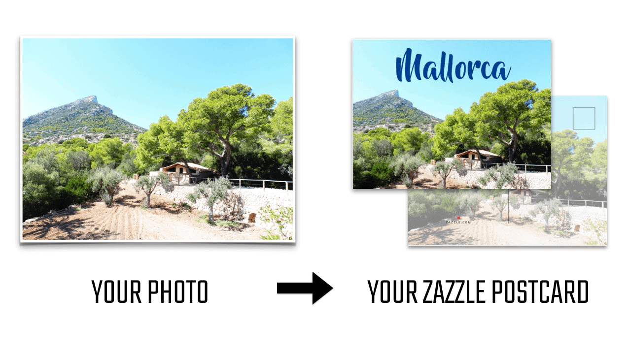 USING THE RULE OF THREE IN DESIGN. EXAMPLE - HORIZONTAL PHOTO AND HOW TO PLACE IT ON A POSTCARD FOR SALE ON ZAZZLE BY ELKE CLARKE