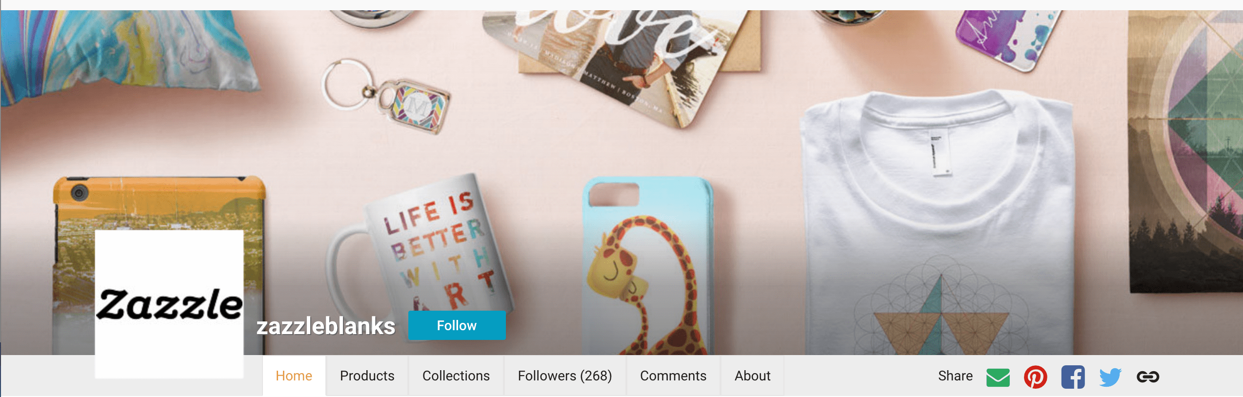 All of Zazzle's product types can be found in the Zazzle Blanks store