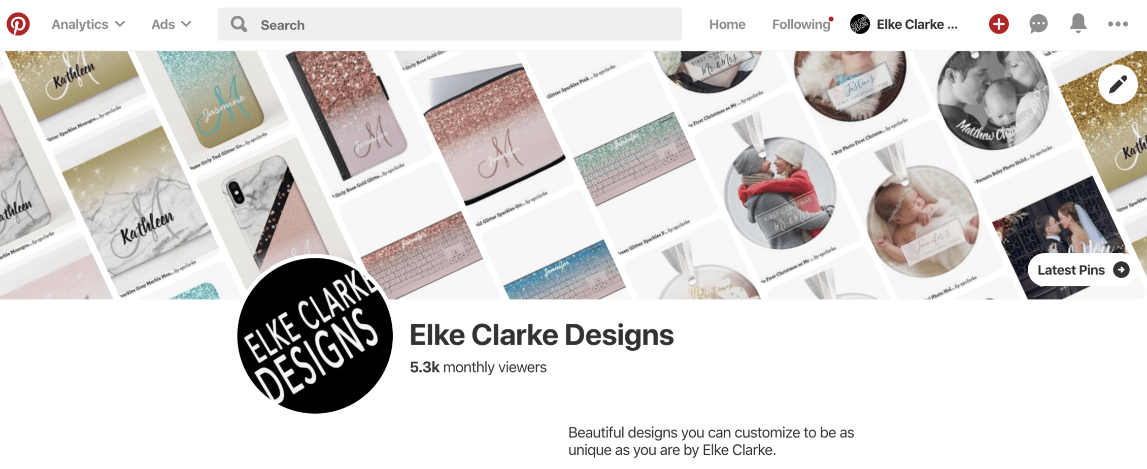 Elke Clarke Designs Pinterest Account
