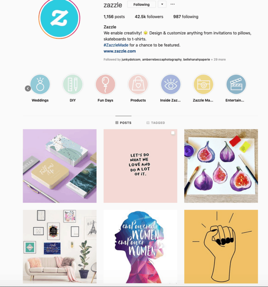 Use the #zazzlemade hashtag on your styled photography to possibly be promoted on Zazzle's Instagram profile. 
