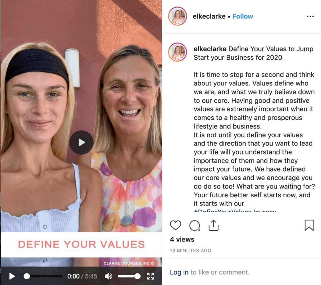 Our Instagram video challenges your to define your values. Come on this journey with us! Define Your Values and share them in social media. Use the tags #DefineYourValuesJourney and tag us @elkeclarke and @Jennifer.e.clarke