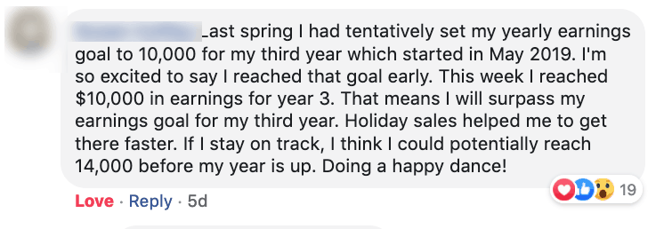 Last spring, I had tentatively set my yearly earnings goal to $10,000 for my third year which started in May 2019. I'm so excited to say that I reached that goal early. This week I reached $10,000 in earnings. That means I will surpass my earnings goal.