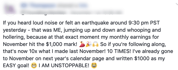 ZAZZLE SUCCESS STORY #2: If you heard a loud noise or felt an earthquake around 9:30 pm PST yesterday- that was ME, jumping up and down and whooping and hollering, because at that exact moment my monthly earnings for November hit the $1,000 mark! So if you're following along, that's now 10x what I made last November! 10 TIMES! I've already gone to November on next year's calendar page and written $1,000 as my EASY goal! I am UNSTOPPABLE!