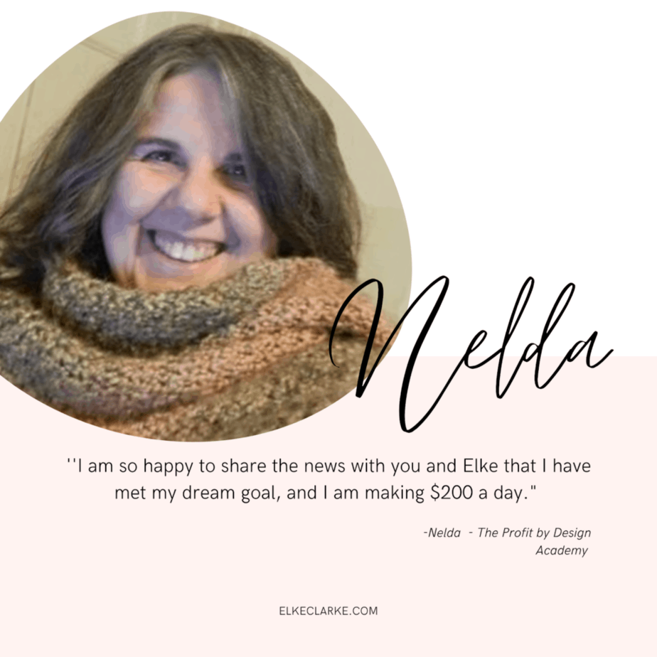 Nelda is now making consistent daily sales selling on Zazzle because she understood that Zazzle is a long term passive income business. Nelda built her business framework up slowly over time using the training from The Profit by Design Academy™ and coaching of Jen and Elke Clarke Zazzle million dollar sellers